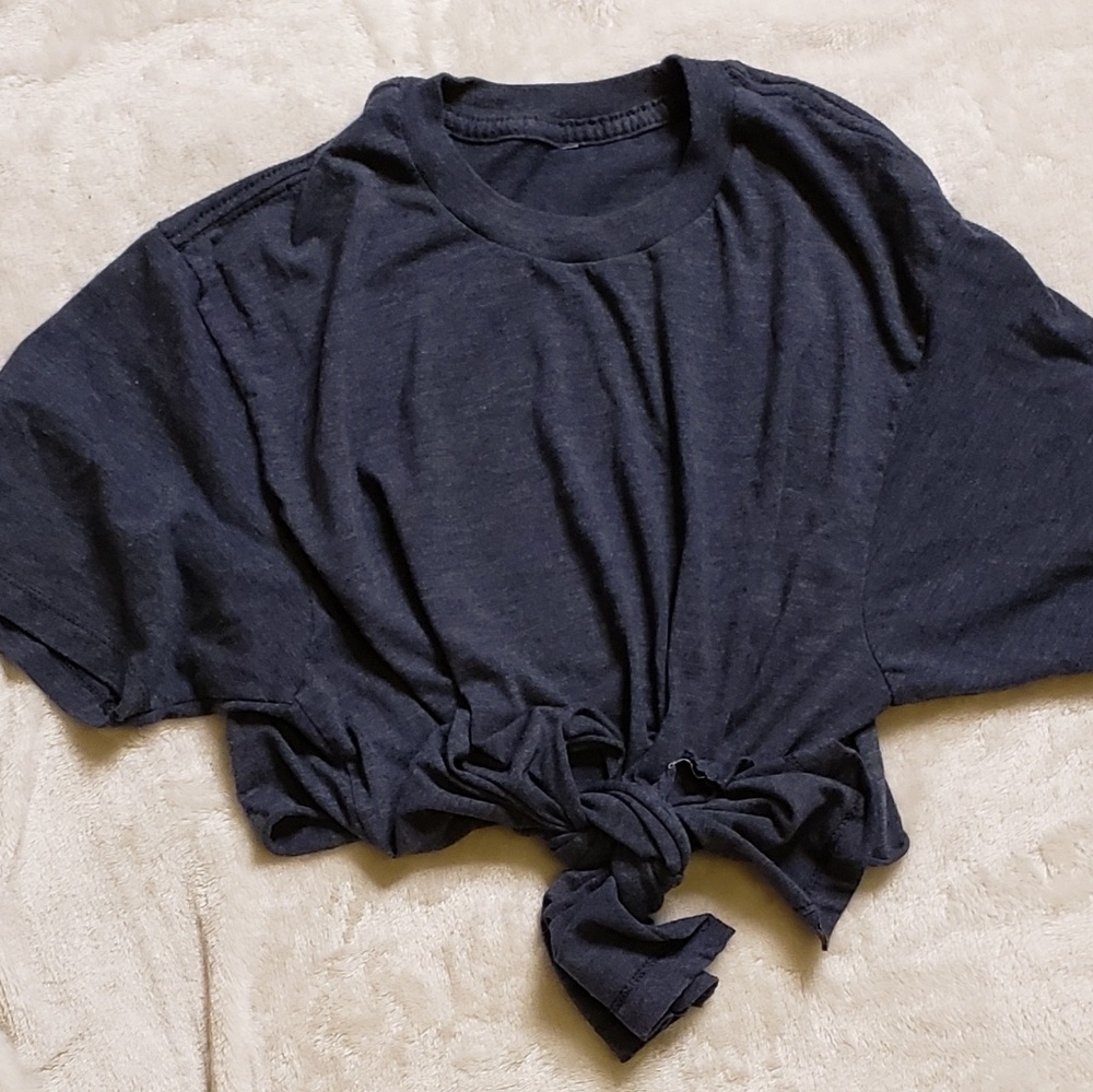Navy Tie Crop Top